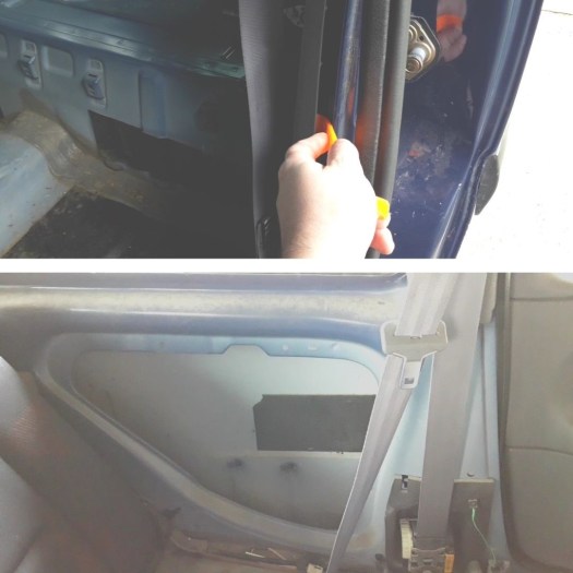 taking-off-trim-panel-with-trim-tool-seat-belt-retractor